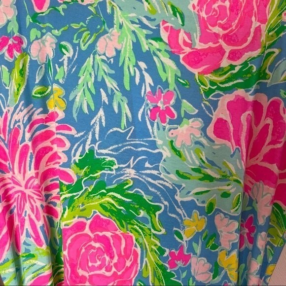 Lilly Pulitzer Dress Kassi Zanibar Blue Bunny Ruffled Faux-Wrap Dress Size S - Picture 9 of 10